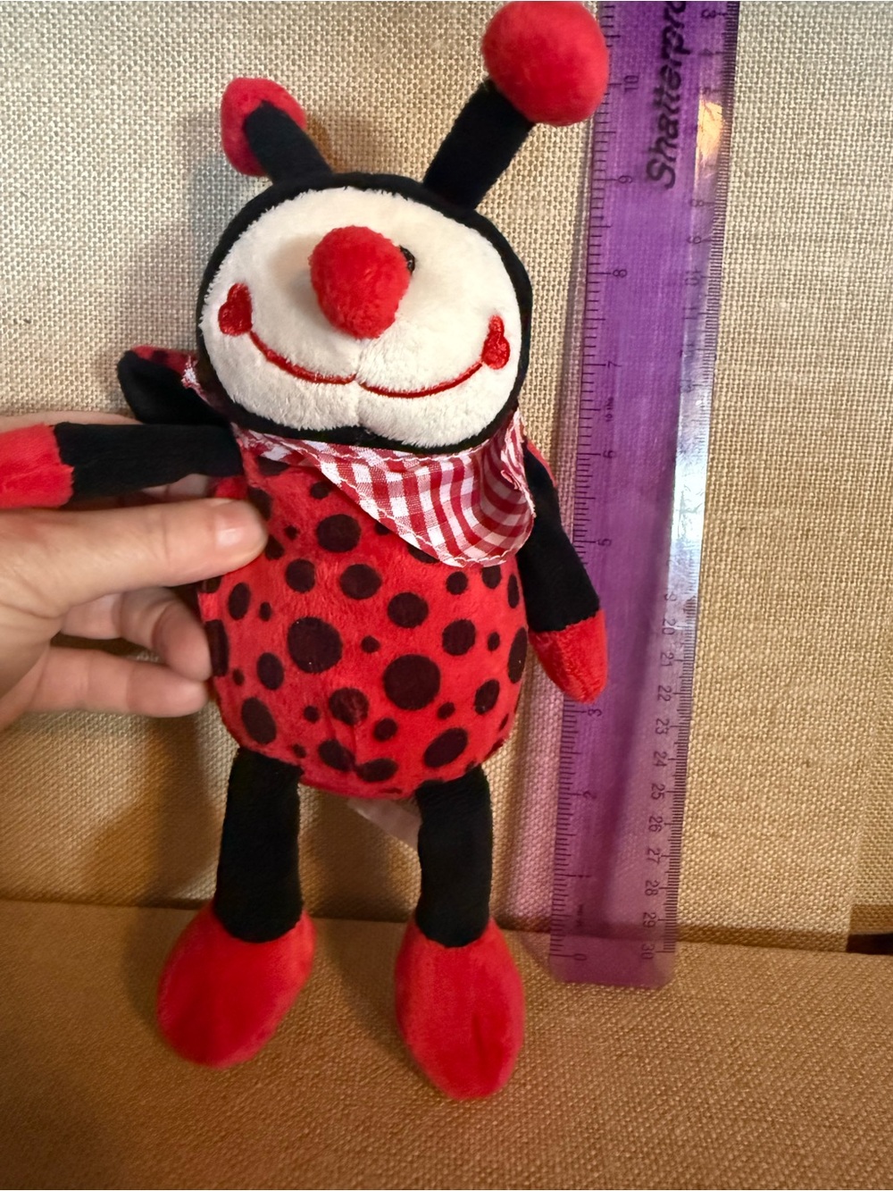 Plush Red and Black Ladybug Stuffed Animal - Soft Cuddly Toy